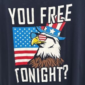 Vintage White Red and Blue Print for women Tee Shirt Size L. Made in USA